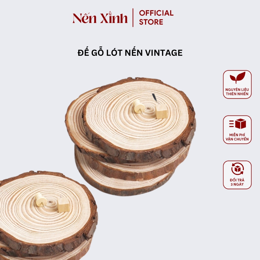 Đế Gỗ Lót Nến Vân Tròn Nến Xinh