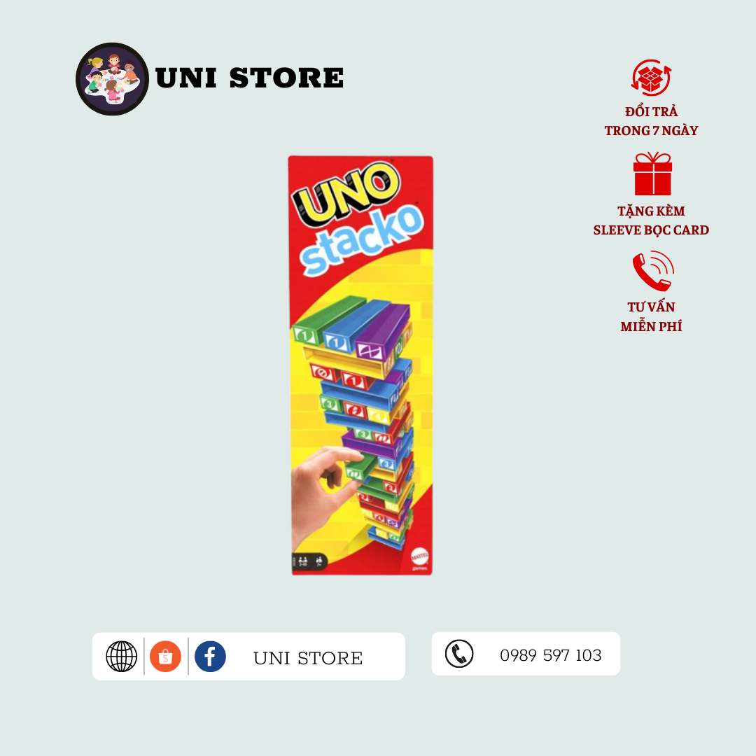 RÚT GỖ MÀU UNO - Đồ Chơi Mô Hình - 54 Khối