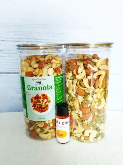 Granola siêu hạt ngũ cốc ăn kiêng, [HỘP 500G] ngũ cốc giảm cân dinh dưỡng, mix 8 loại hạt-NCH