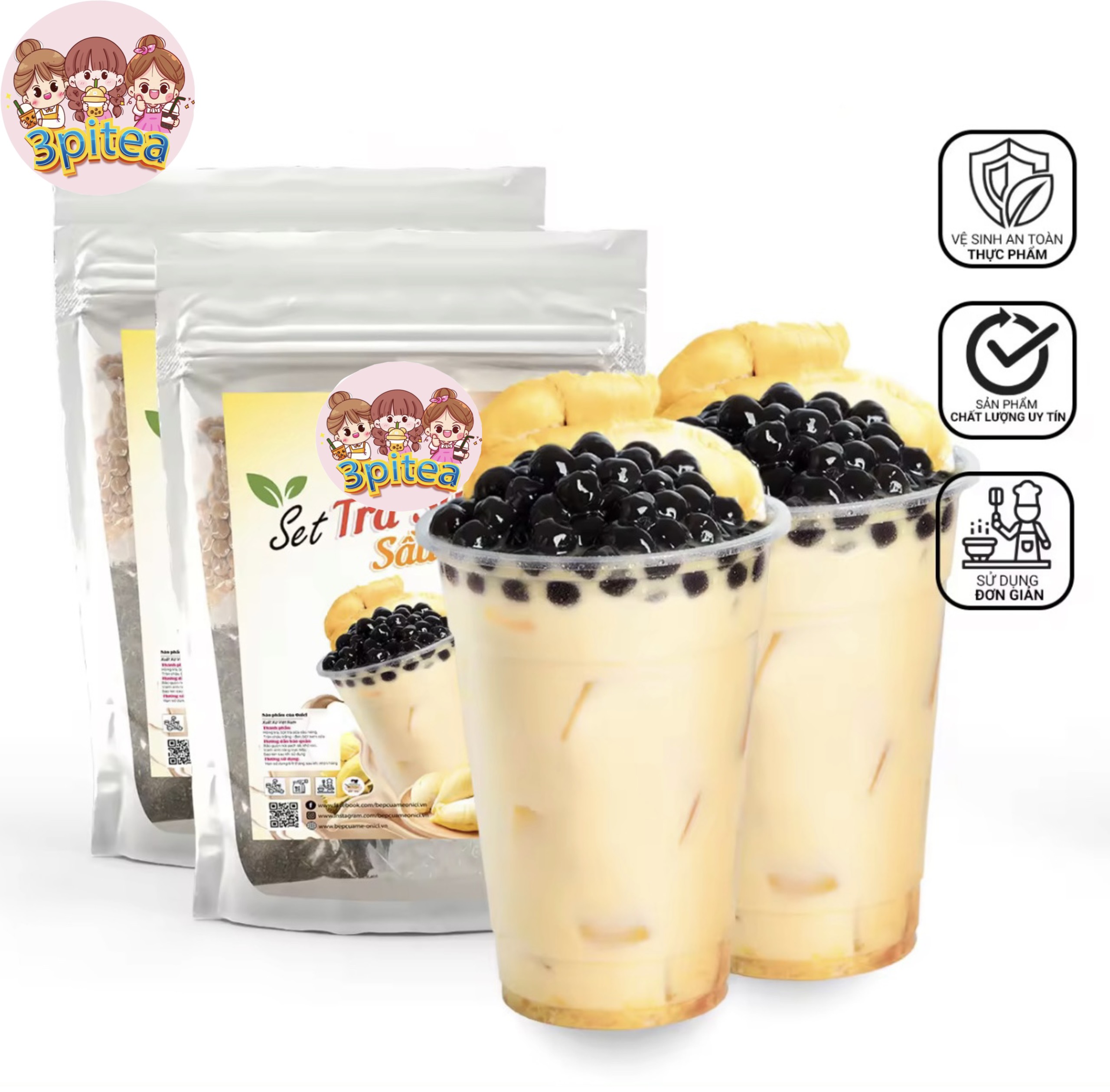 Set nguyên liệu trà sữa sầu riêng 3Pitea