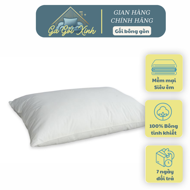 Gối nằm gòn Gagoixinh cao cấp, chống dị ứng và bụi bẩn thoáng mát siêu êm ái