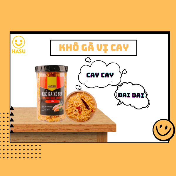 Khô gà xé sợi vị cay Hasu – Hũ 200g