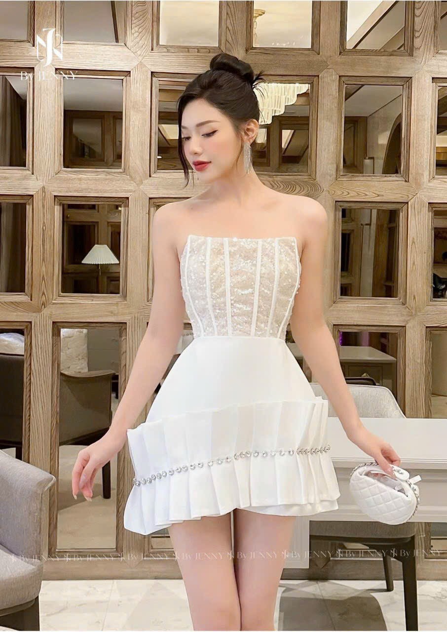 ĐẦM CÚP KIM SA TÙNG PHI XẾP ĐÍNH ĐÁ  SANG CHẢNH DỰ TIỆC