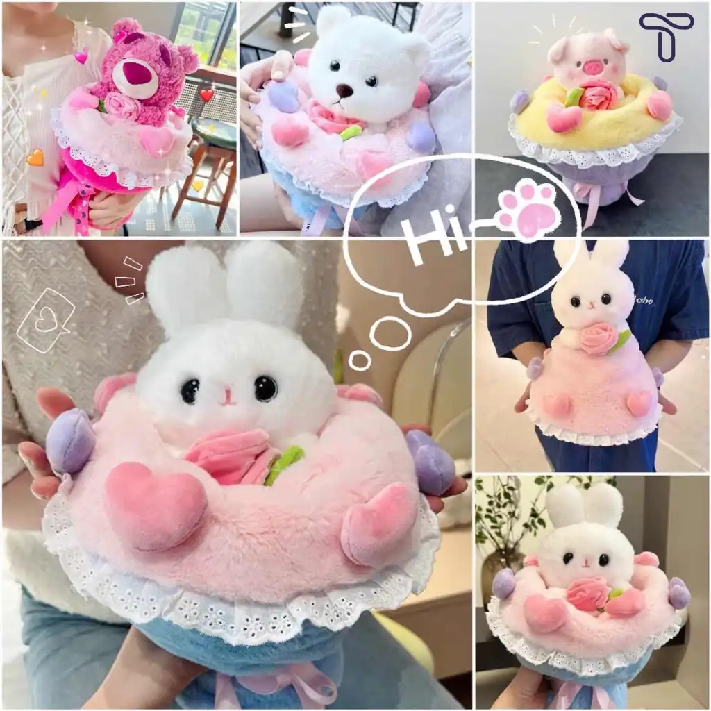 Bó Hoa Thú Bông Biến Hình Váy Công Chúa 2 Trong 1