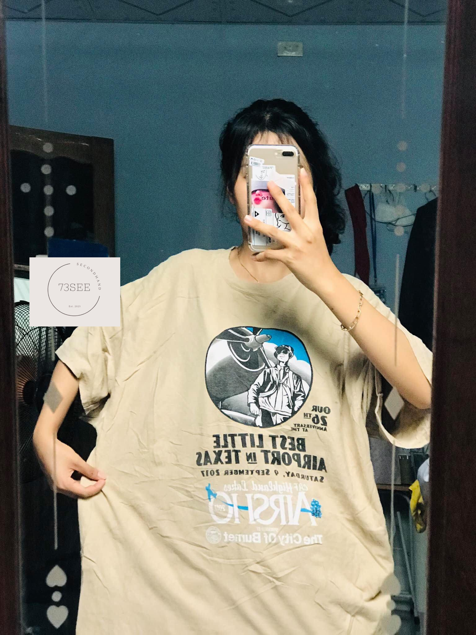 Áo Thun Secondhand Nam Nữ Freesize – Màu Be
