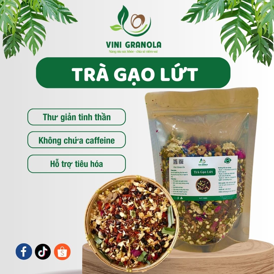 Trà Gạo Lứt, Đậu Đen Xanh Lòng, Đậu Đỏ, Hoa Nhài, Lá Dứa Từ Nhà Vini Granola - 250gr x Túi