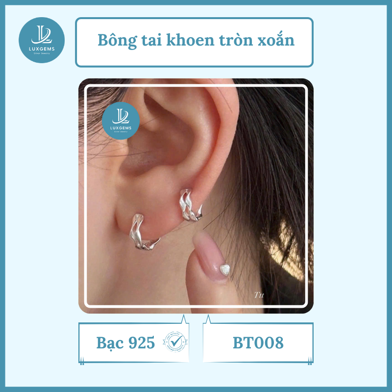 Bông tai Luxgems_Bông tai khoen tròn xoắn_BT008