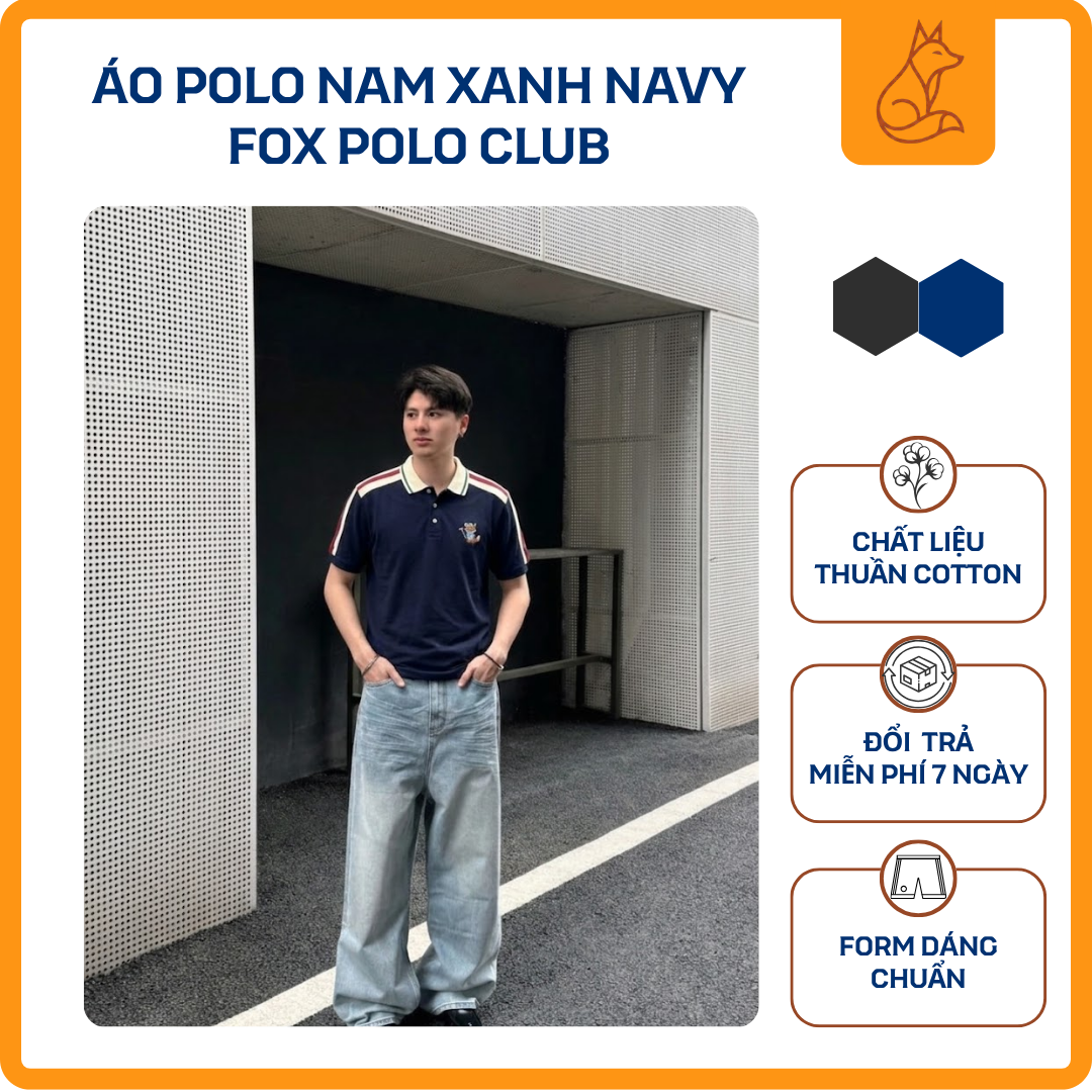 Áo Polo Nam Fox Polo Club – Xanh Navy PLN3009 Regular Fit vừa vặn