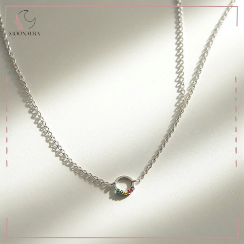 Dây chuyền vòng tròn ngũ sắc MOONAURAA BST ” Lấp lánh vũ trụ ” DC10