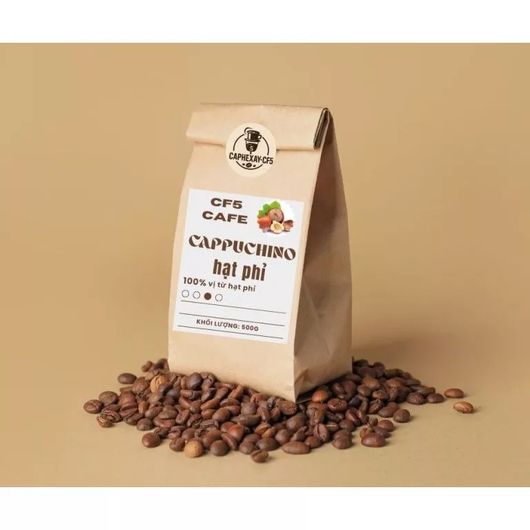Cà phê Cappuchino hạt phỉ nguyên chất 500g