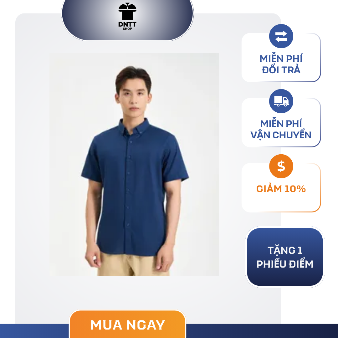 Áo sơ mi nam cotton cộc tay