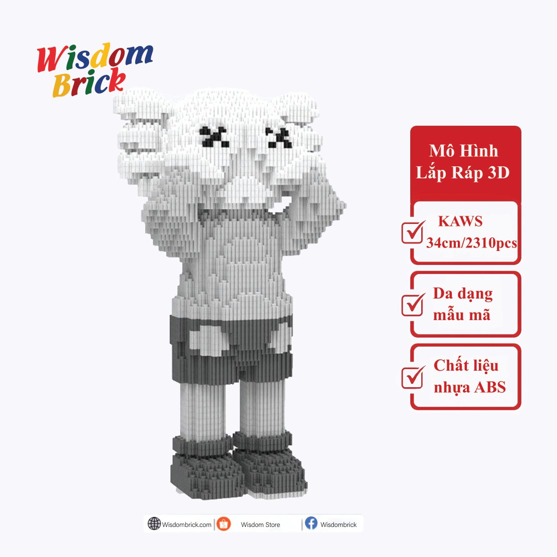 BỘ ĐỒ CHƠI XẾP HÌNH  KAWS CHE MẮT