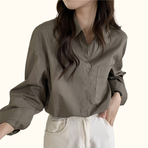 Sơ Mi Trơn Tay Dài Có Túi | Unnie Sơ Mi