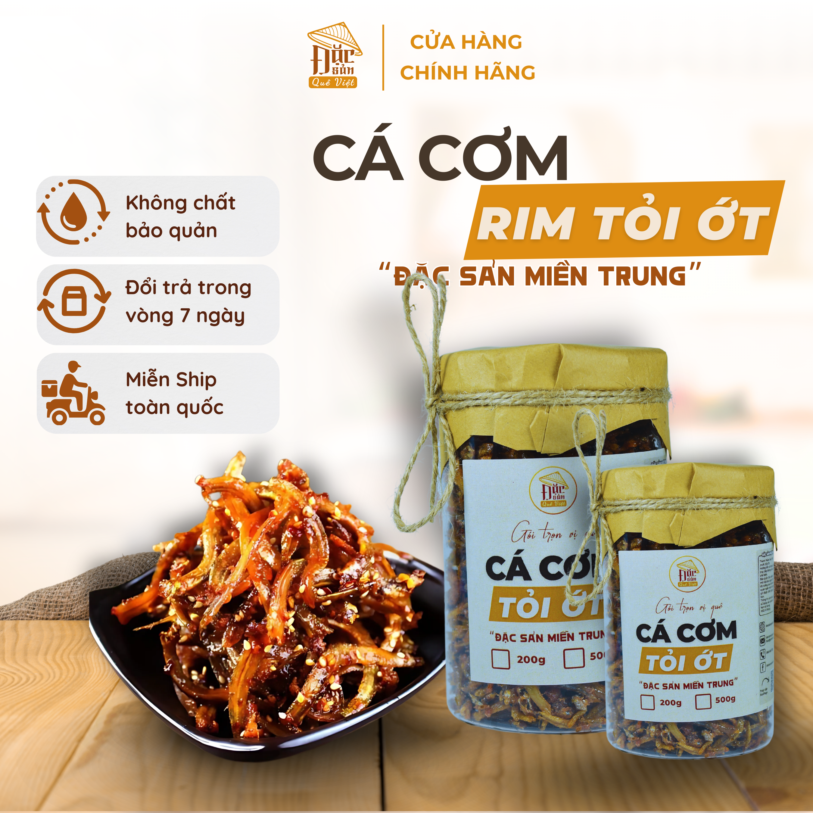 Cá cơm rim tỏi ớt truyền thống Đặc sản Quê Việt miền Trung loại 1- Mặn ngọt hòa quyện 200g
