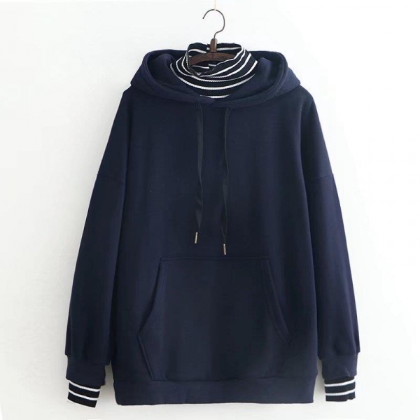 Áo Hoodie đen cổ lọ