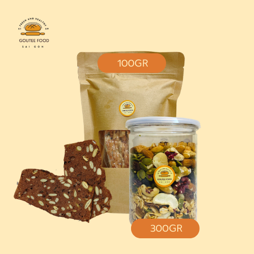 Combo Ngũ Cốc Dinh Dưỡng Ăn Kiêng Goutee Food Hộp 300G + Bánh Biscotti Chocolate Không Đường 100G