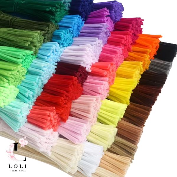 Dây xoắn kẽm nhung đủ màu sắc ( 1 set 100 sợi)