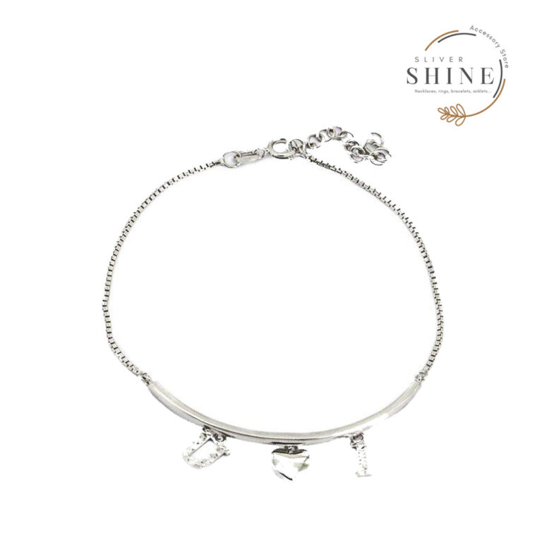 Lắc chân bạc nơ đính đá