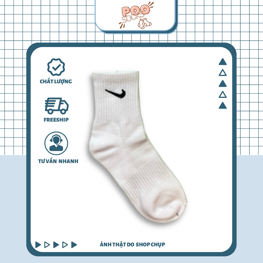 Tất Vớ Thể Thao Nike Nam Nữ Cổ Cao POOSOCKS Chất Liệu Dệt Kim Dày Dặn Êm Chân Thời Trang Cao Cấp