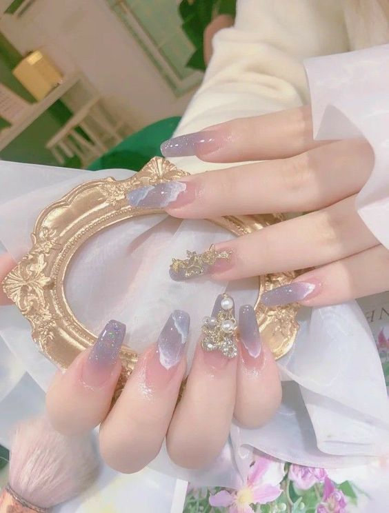 Set 10 móng tay giả đính hột