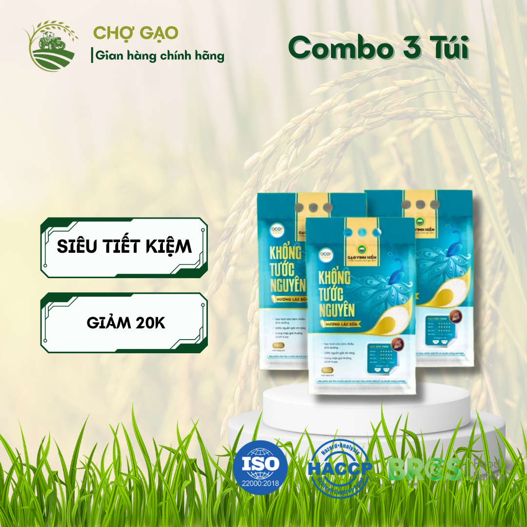 [Combo 3 Túi] Gạo Hương Lài Sữa Khổng Tước Nguyên