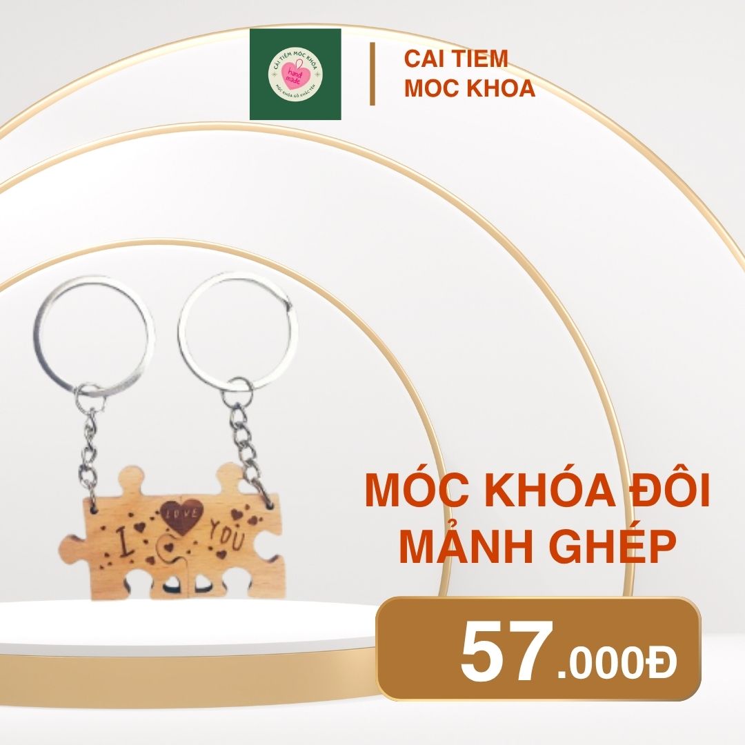 Móc Khóa Đôi Mảnh Ghép Gỗ Tình Yêu - Cái Tiệm Móc Khóa