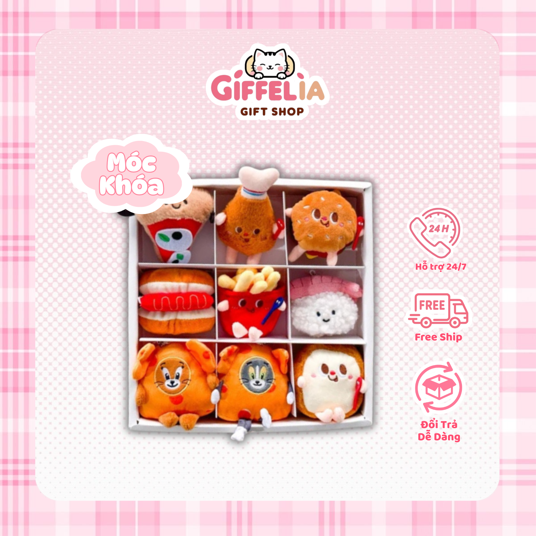 Móc Khóa Hình Đồ Ăn Nhanh Bông Dễ Thương – Giffelia