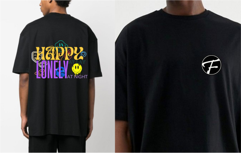 Áo thun FBOIZ MS23 Happy at day, Lonely at night (Đen)