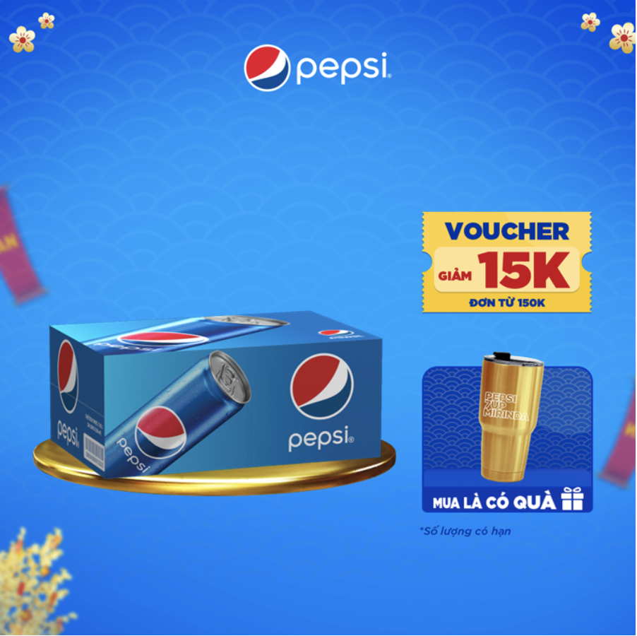 Thùng 24 lon Pepxi truyền thống