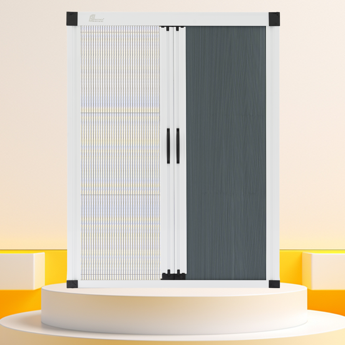 Cửa sổ có ray rèm tổ ong kết hợp cửa lưới chống muỗi hệ 32 [GOLD]