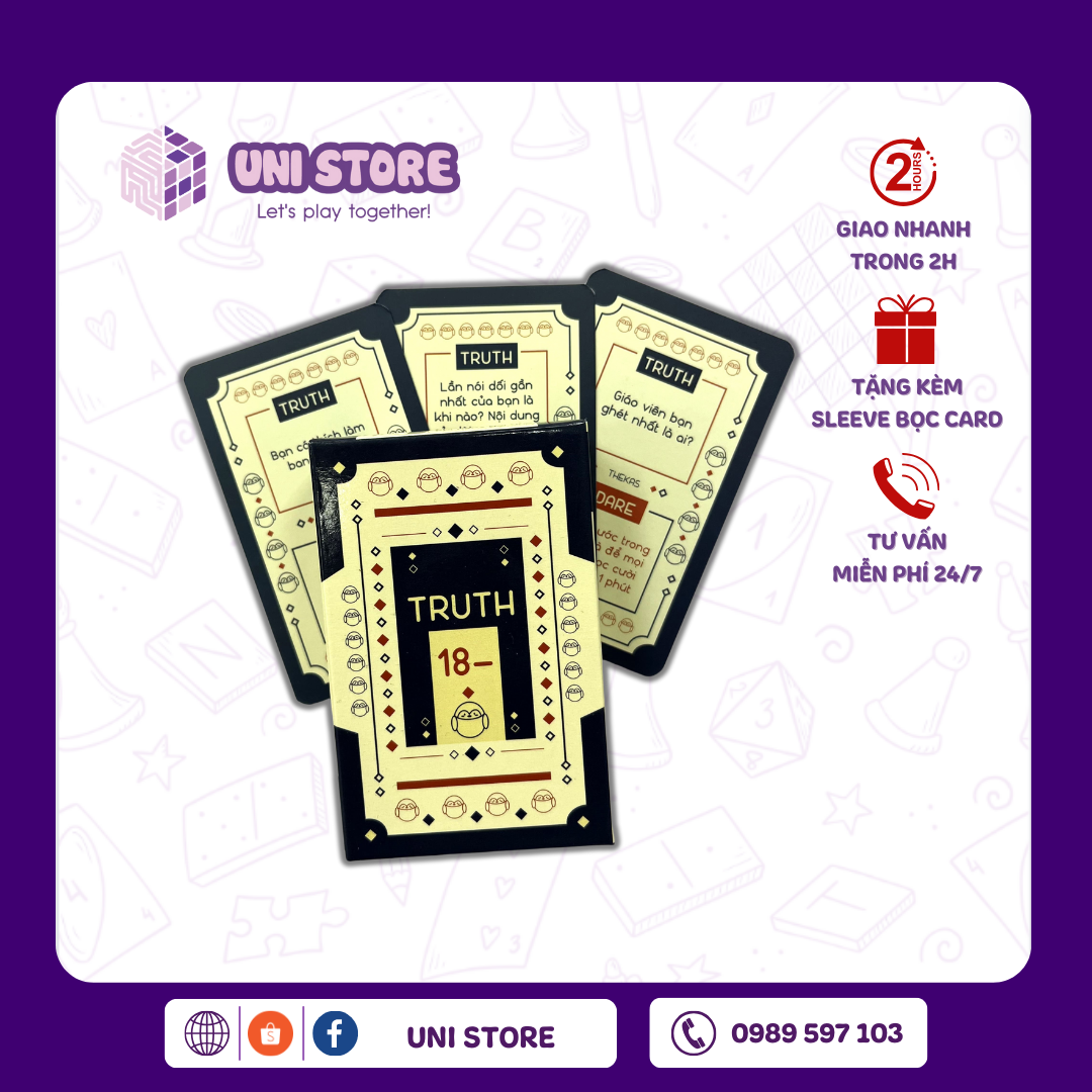 Bài Drinking Game Truth Or Dare -18 (Tặng Bọc Card) | Bợm Nhậu | 50 Lá