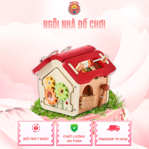 Ngôi Nhà Đồ Chơi Gỗ Montessori Nắng Tươi Kids 11 in 1 An Toàn Giáo Dục Phát Triển Tư Duy Bé 1-3 Tuổi