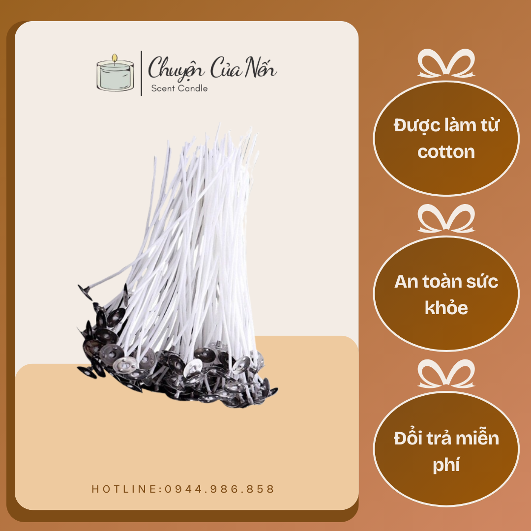 Bấc Nến Cotton  Nguyên Liệu Làm Nến Thơm Không Khói Kèm Đế Kẹp – Chuyện Nhà Nến