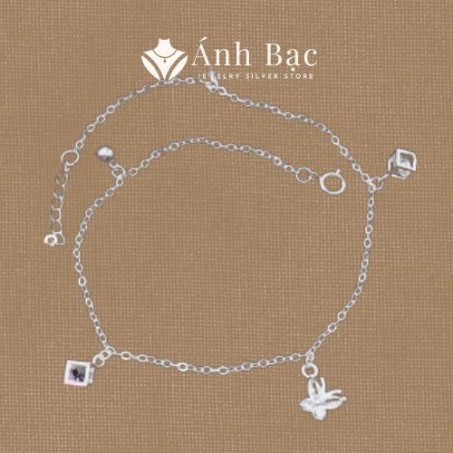 Lắc chân bạc Ý S925 mặt con bướm xinh 2 dây Butterfly