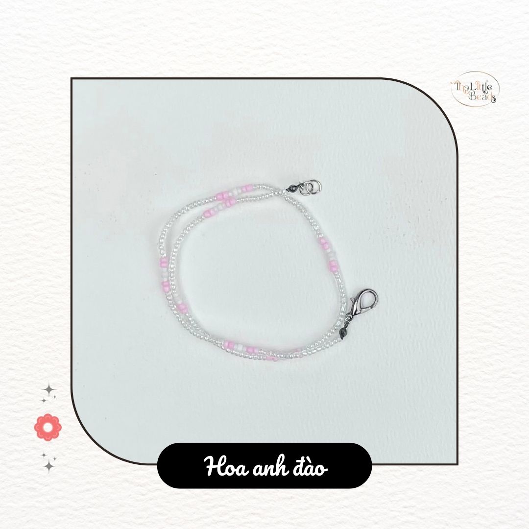 Vòng cổ handmade The Little Beads "Hoa anh đào" hạt cườm màu hồng phấn và trắng thuỷ tinh