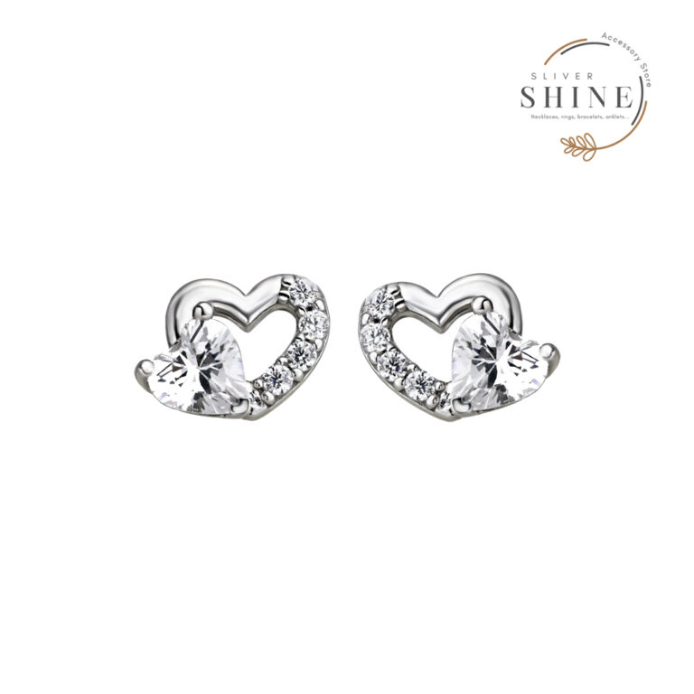 Bông tai bạc hình trái tim