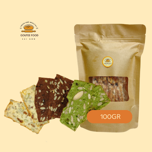 Bánh Biscotti Mix 3 Vị Goutee Food Bánh Ăn Kiêng Giảm Cân Túi 100G