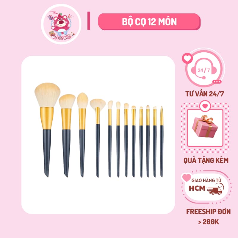 Bộ 12 Cọ Trang Điểm Derf Cọ makeup cá nhân Chuyên Nghiệp