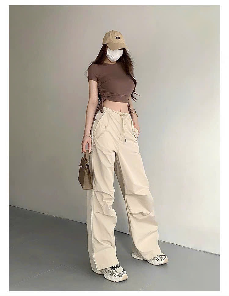 SET QUẦN TÚI HỘP ỐNG RỘNG KAKI MIX ÁO RÚT DÂY EO CÁ TÍNH COOL NGẦU