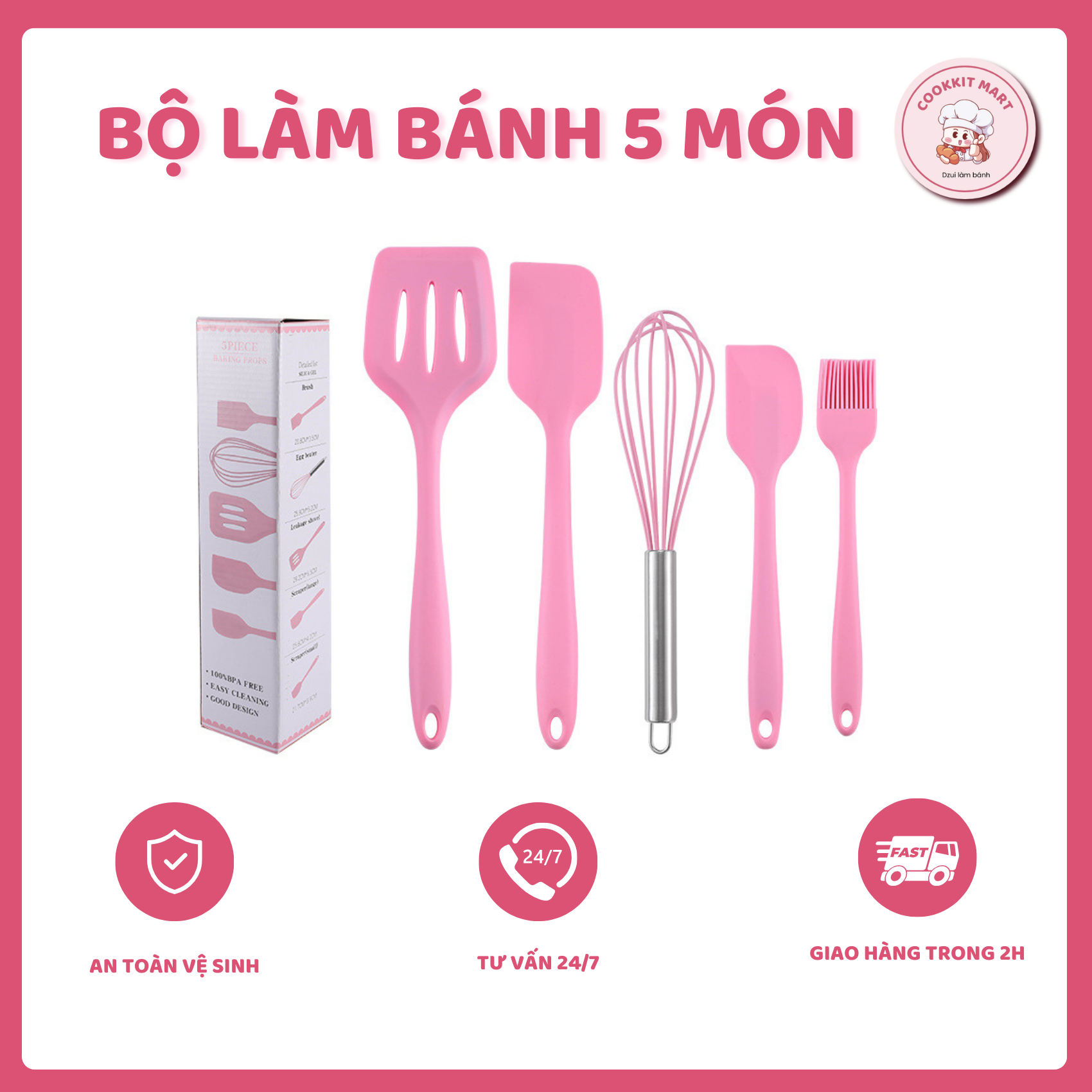 Bộ 5 dụng cụ làm bánh silicon
