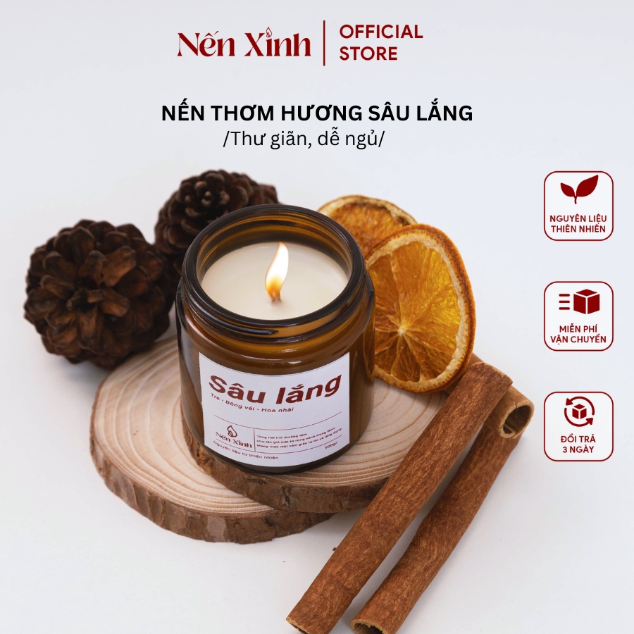Nến Thơm Phòng NẾN XINH Hương Sâu Lắng Thư Giãn Dễ Ngủ
