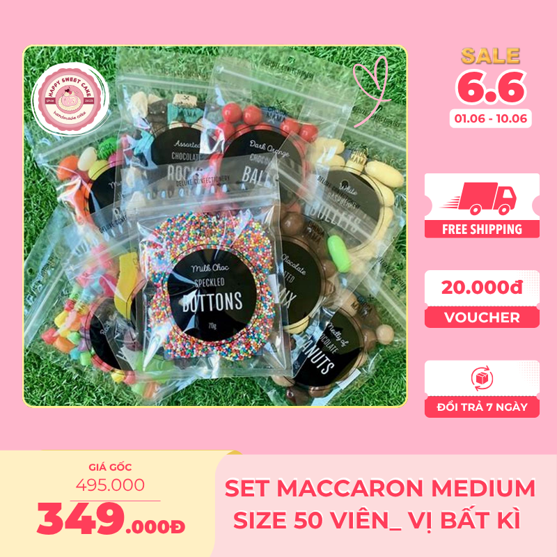 Maccaron medium size 50 viên_Vị bất kì_Happy Sweet Cake
