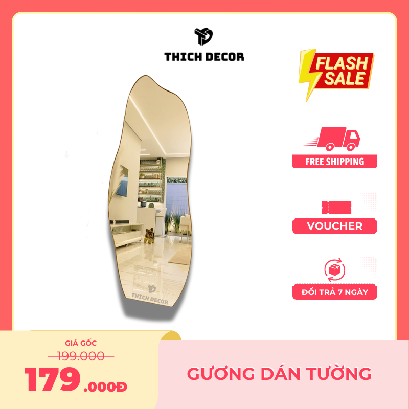 Gương dán tường soi toàn thân gợn sóng – ThichDecor