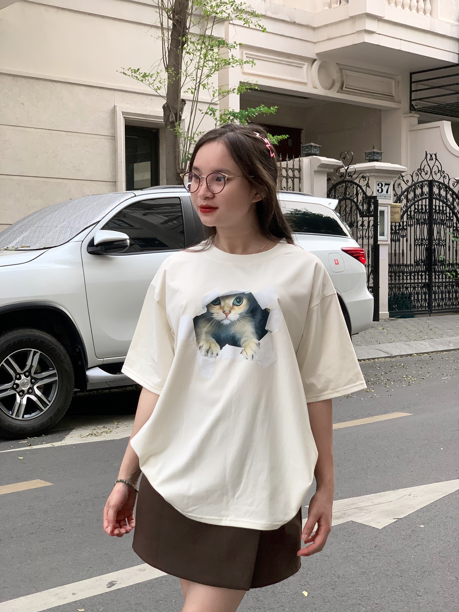 Áo thun local brand hình con mèo