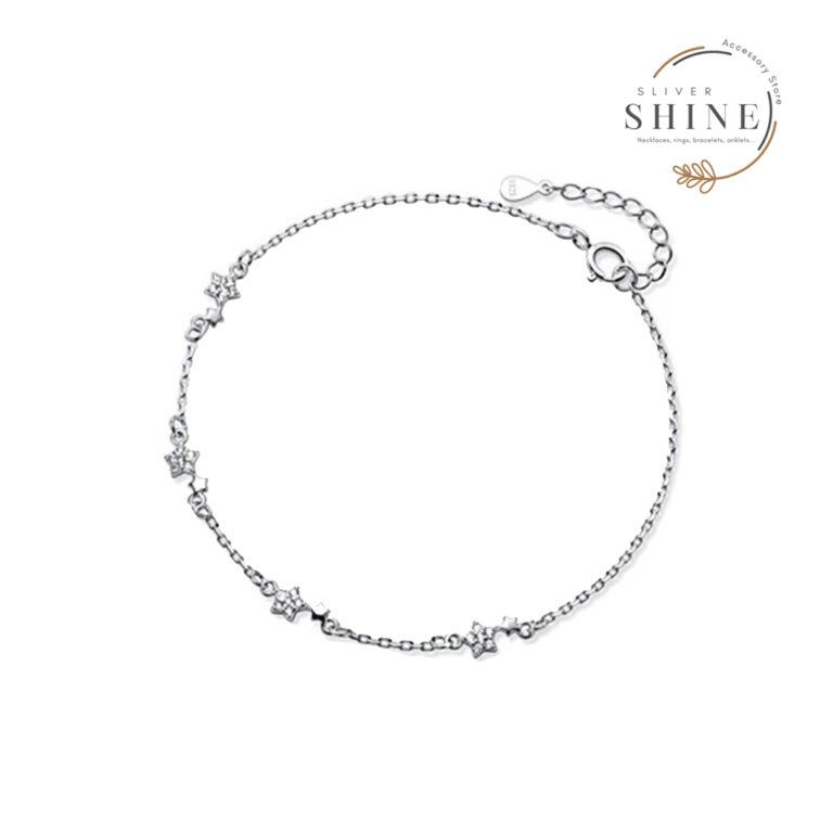 Lắc tay bạc SHINESLIVER ngôi sao đính đá