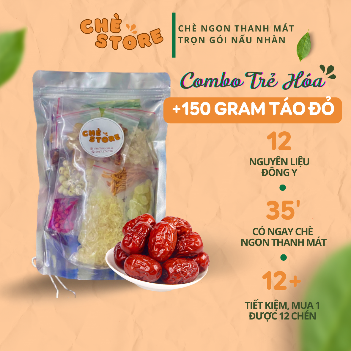 COMBO TRẺ HÓA - CỘNG 150GRAM TÁO ĐỎ