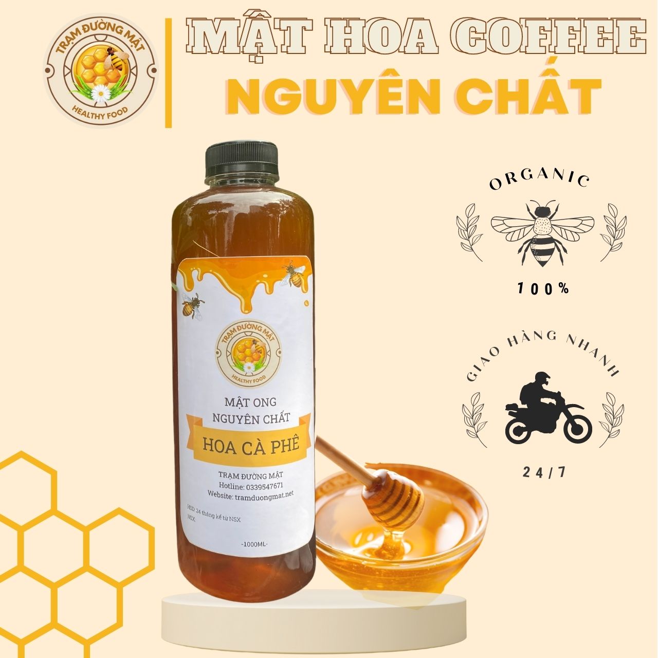 MẬT ONG HOA CÀ PHÊ THIÊN NHIÊN 100% NGUYÊN CHẤT