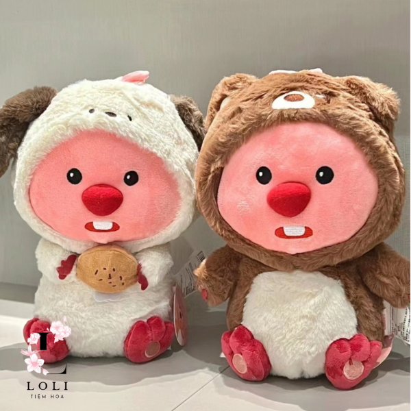 Thú bông Beaver Ruby Loppy màu hồng đáng yêu