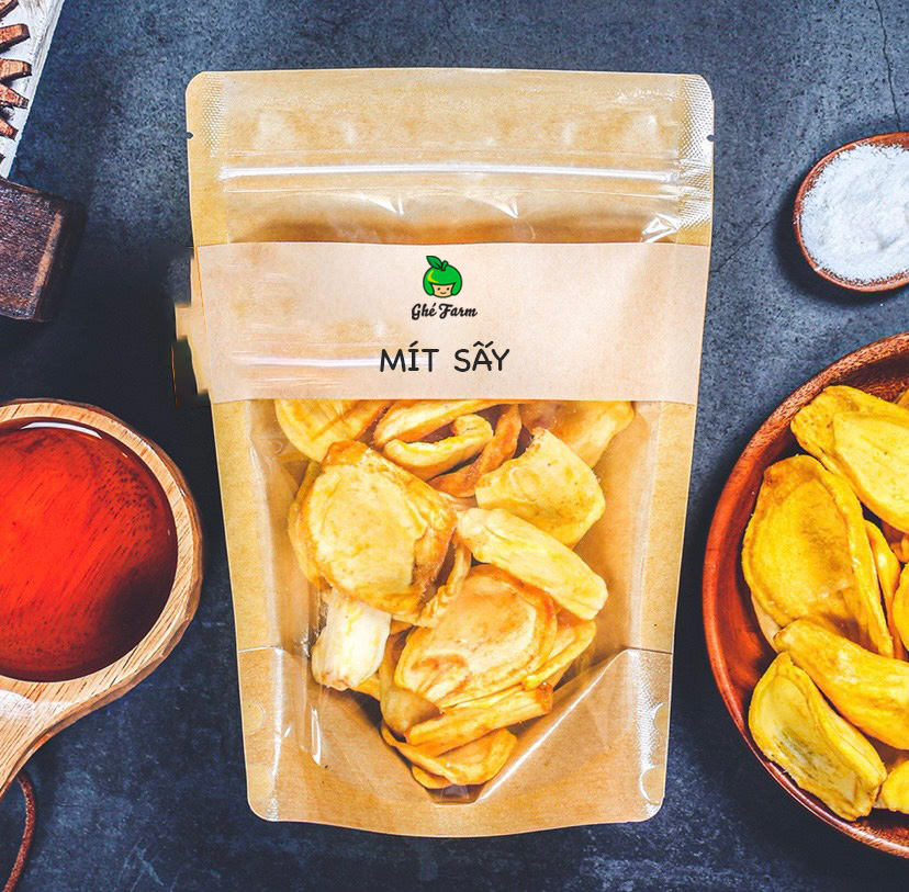 Mít sấy giòn, 80g, bịch, mẫu kraft 1 mặt trong