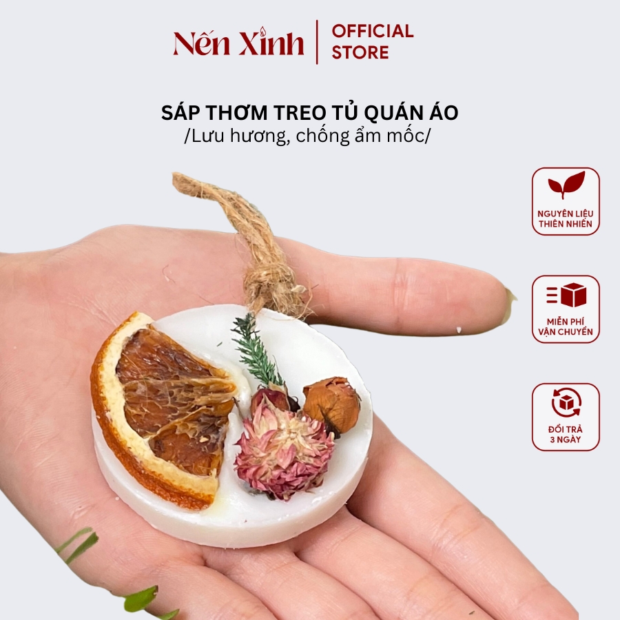Sáp Thơm Tủ Quần Áo NẾN XINH Dạng Treo Mùi Hương Cây Sơn Chi Thơm Ngát Và Duyệt Khuẩn 10G